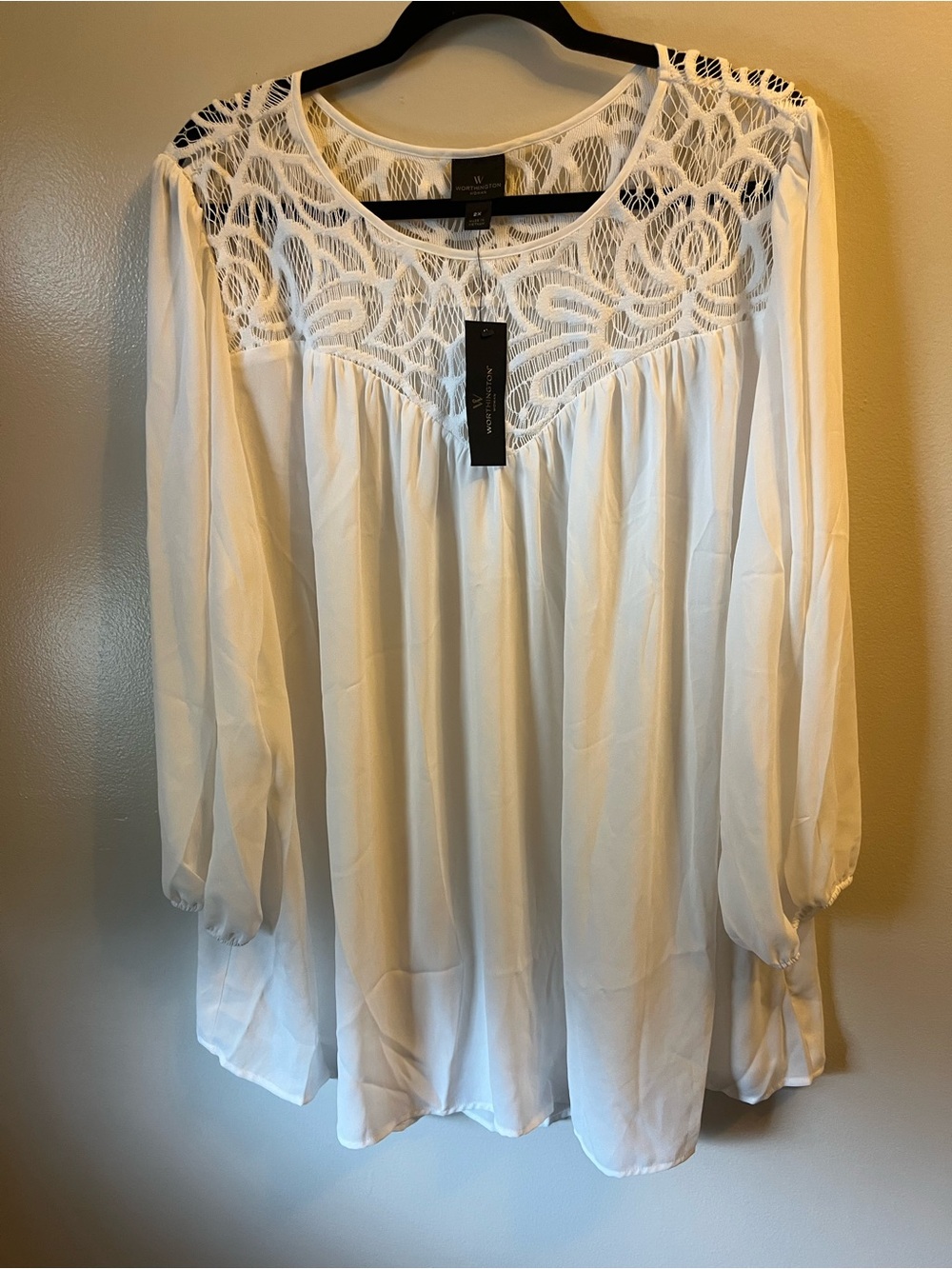 Worthington White Lace Overlay Blouse